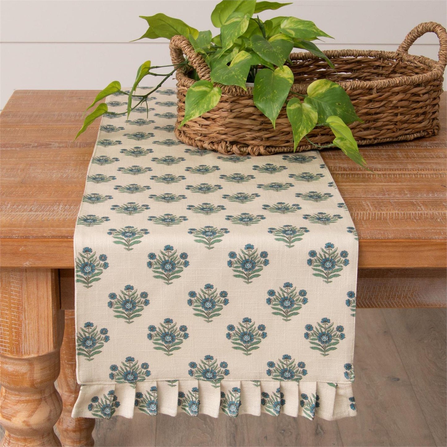 Blue Block Print Table Runner