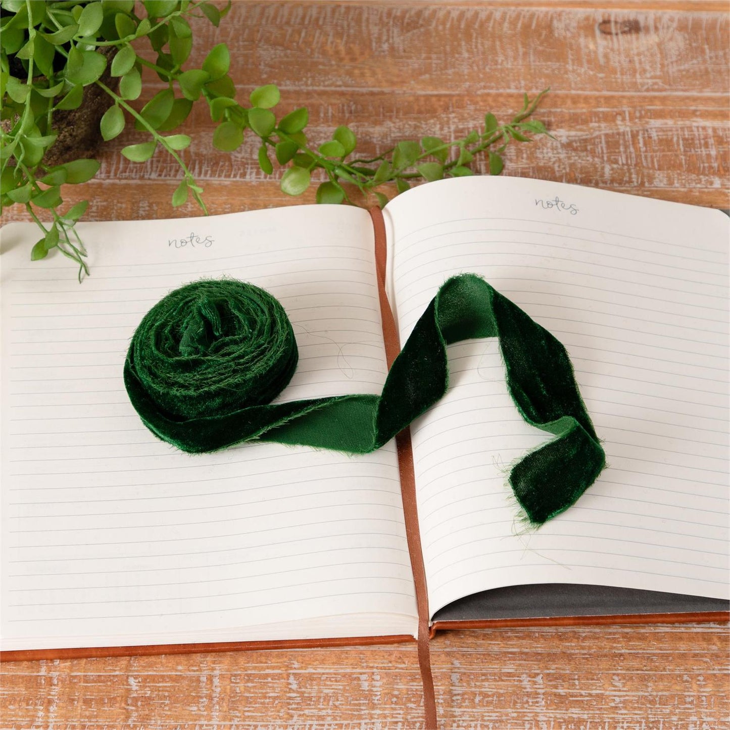 Green Raw Edge Velvet Ribbon