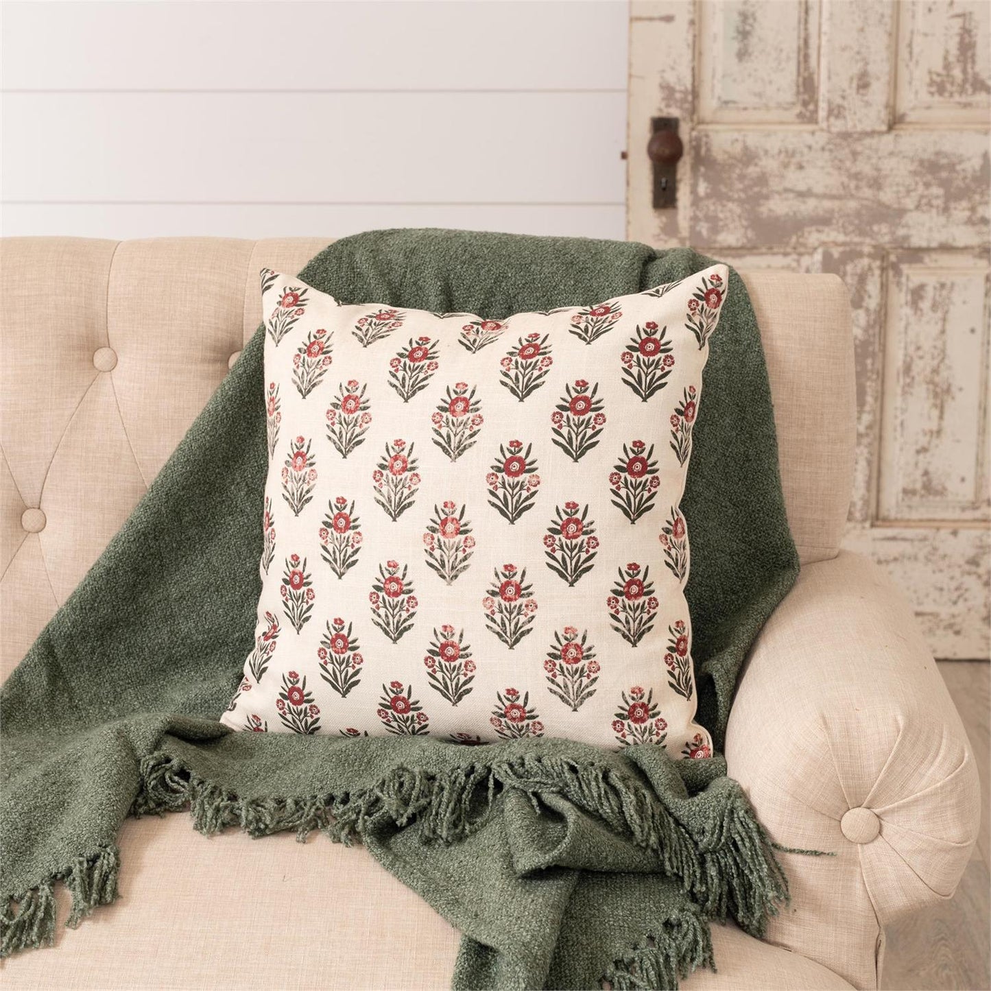 Red Block Print Silhouette Pillow