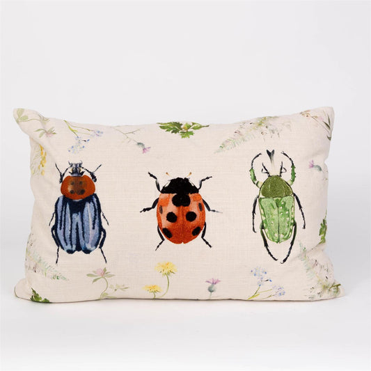 Bettle Embroidered Lumbar Pillow