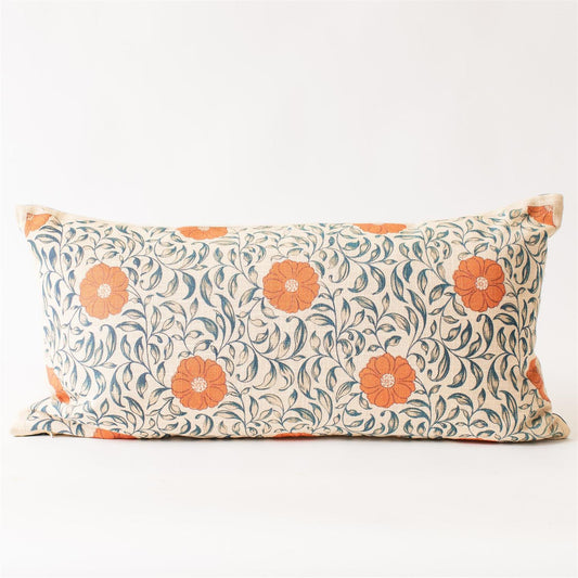 Terracotta Floral Reversible Lumbar Pillow
