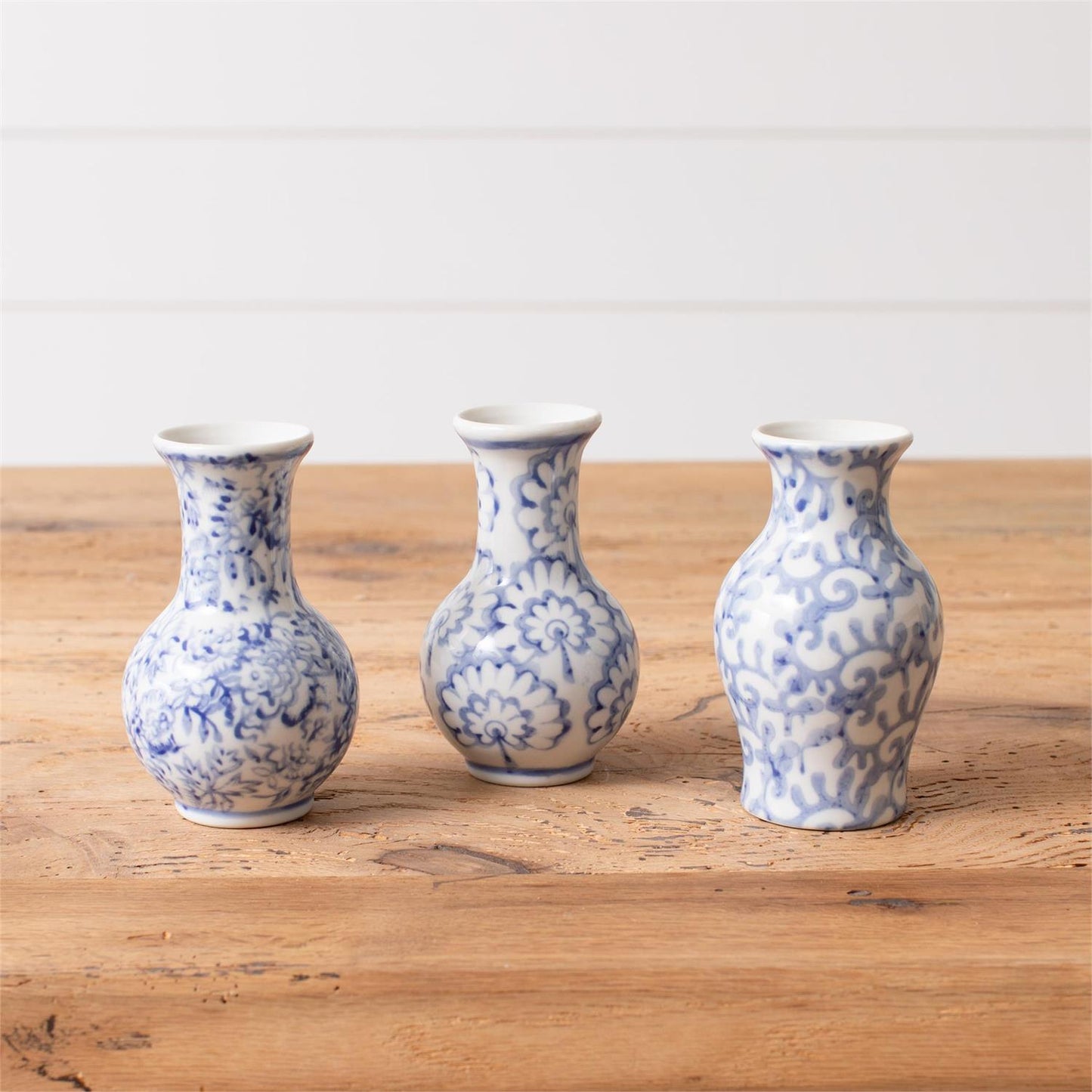 Blue Floral Bud Vases