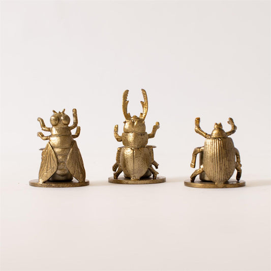 Short Gold Bug Candle Holders