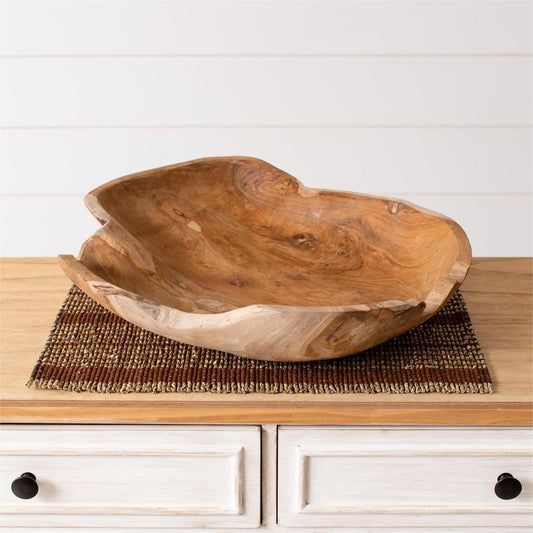 Organic Shape Teak Wood Bowl