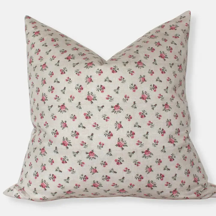 Vintage Pink Floral Throw Pillow