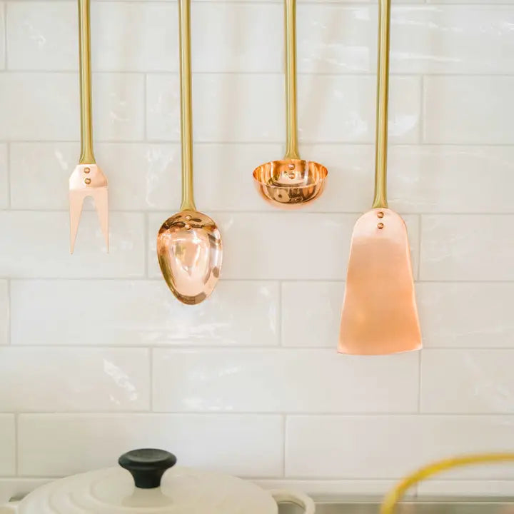 Brass Hanging Rod & Utensil Set