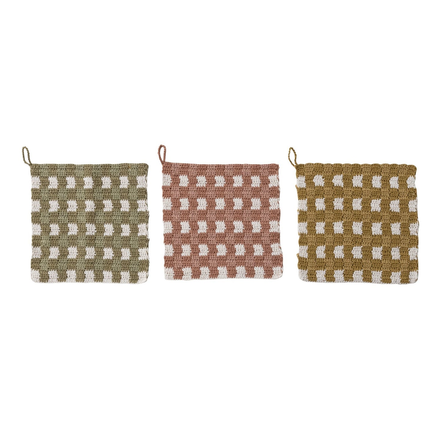 Plaid Square Cotton Crocheted Pot Holder