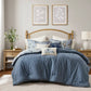 Dark Blue Vintage Floral Comforter Set