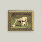 Ewe and Two Lambs Framed Antique Art
