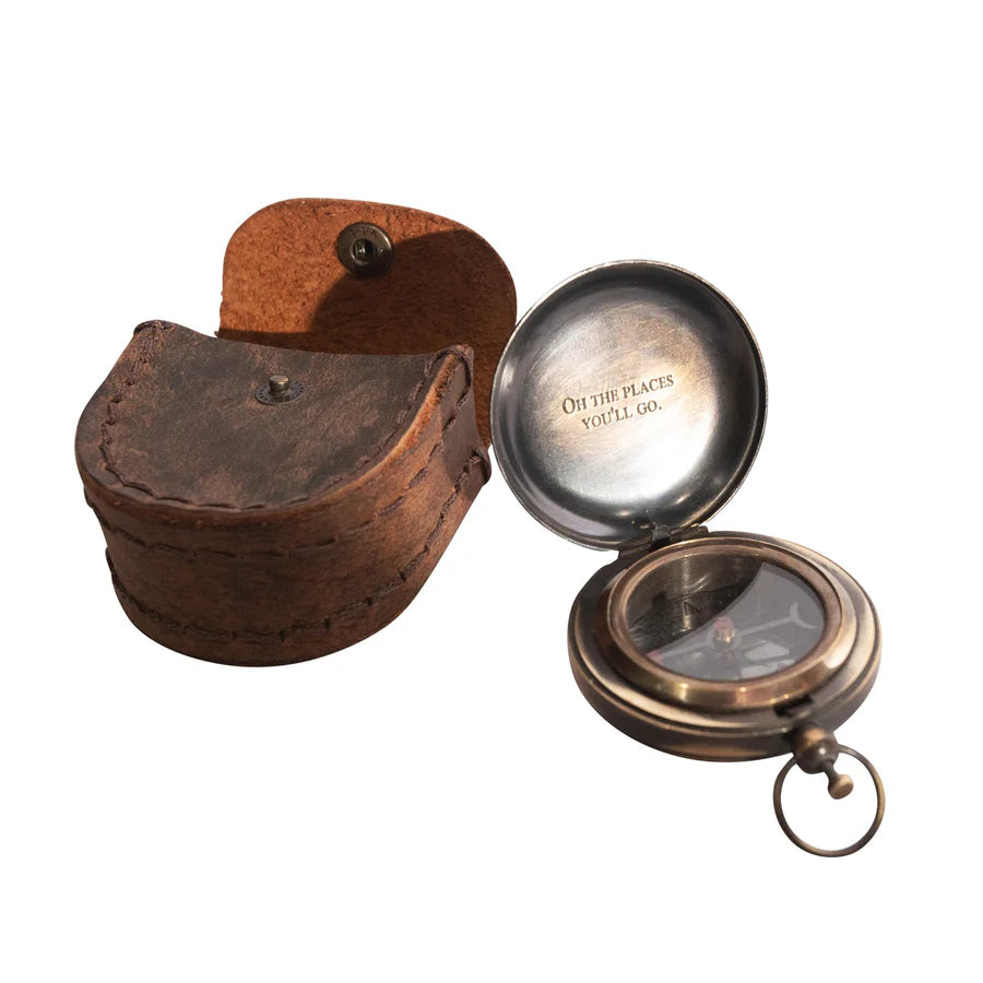 Compass with Leather Pouch