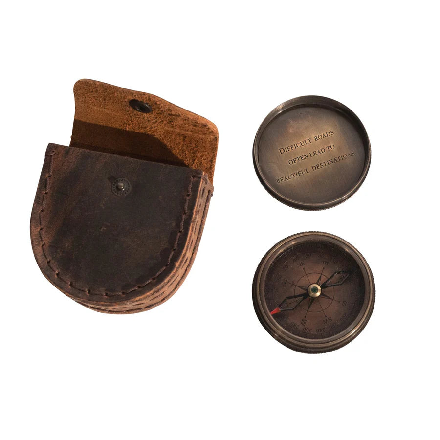 Compass with Leather Pouch
