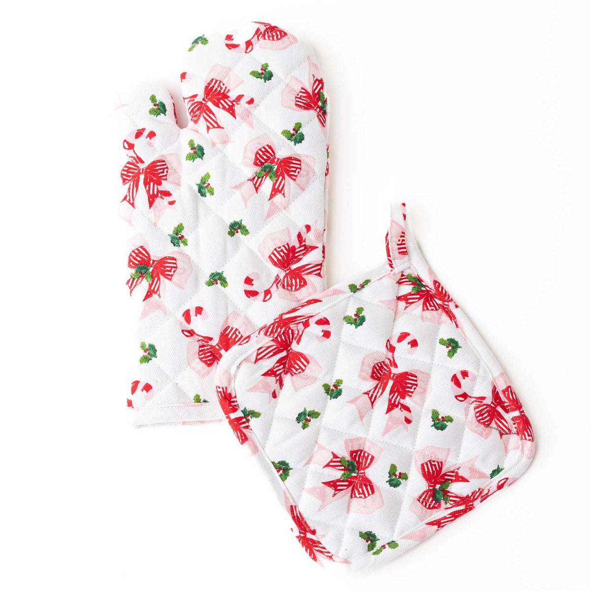 Holly Jolly Bows Oven Mitt Set