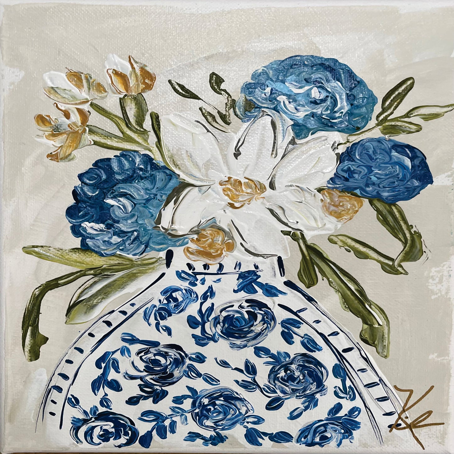 Heirloom Blue Bouquet Pillow