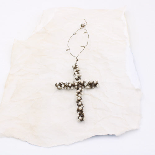 Wire & Pearl Cross