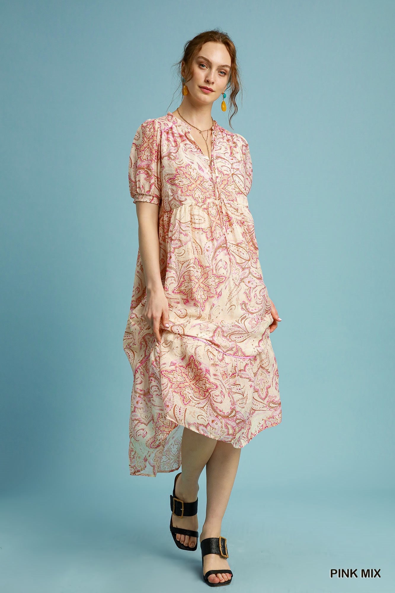 Tiered Floral Print Dress
