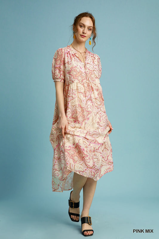 Tiered Floral Print Dress
