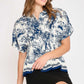 Abstract Print Button Down Top