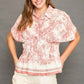 Abstract Print Button Down Top