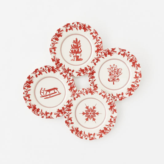 Yuletide Melamine Scalloped Plates