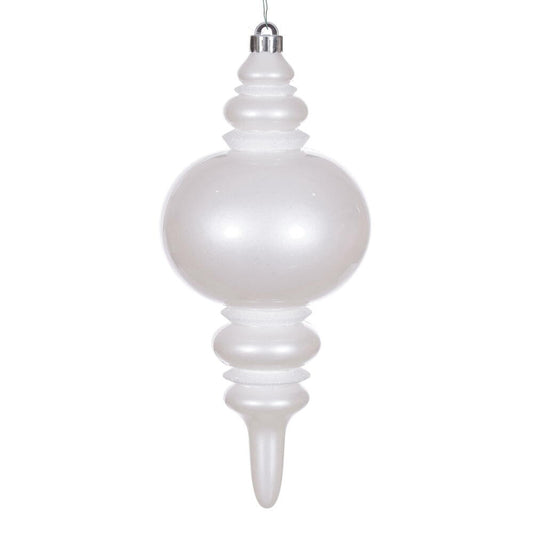 White Candy Glitter Finial Ornament