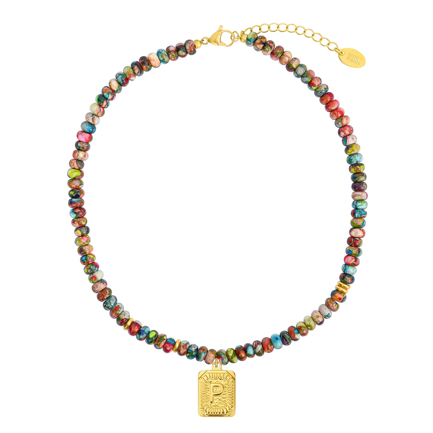 Colorful Imperial Jasper Letter Necklace