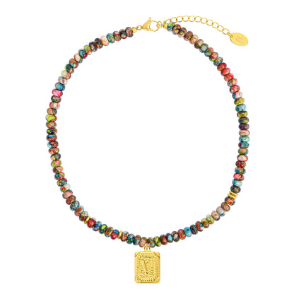 Colorful Imperial Jasper Letter Necklace