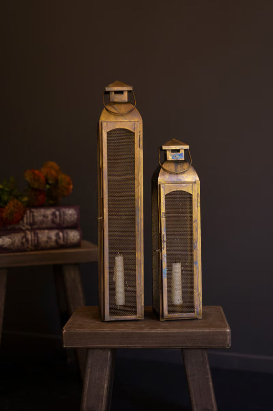 Antique Brass Taper Candle Lanterns