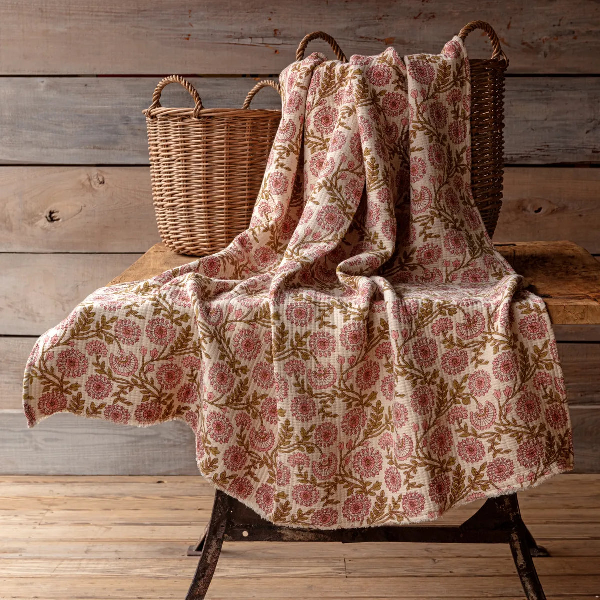 Chic Antique Clematis Botanical Throw
