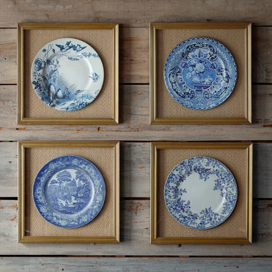 Collected Blue & White Framed Plate Prints