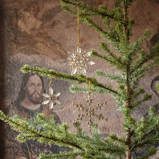 Jeweled Golden Snowflake Ornaments