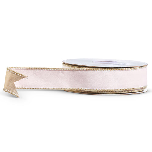 Pale Pink Ribbon With Gold Trim