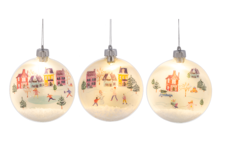 Light Up Snow Scene Ball Ornament