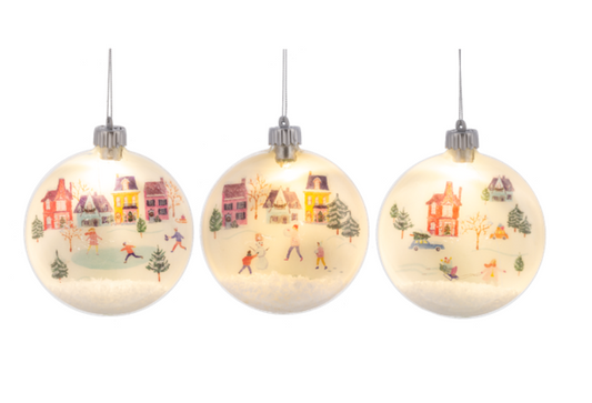 Light Up Snow Scene Ball Ornament