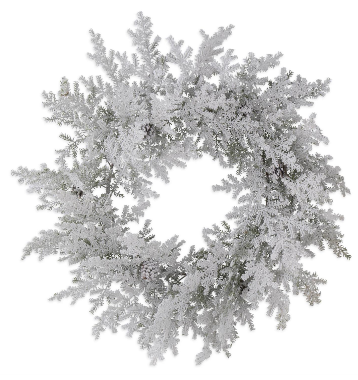 Flocked Pine Wreath w/Pinecones