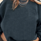 Long Sleeve Ribbed Corded Oversized Sweatshirt
