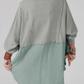 Grey Crinkle Splicing Raw Hem High Low Oversized Blouse