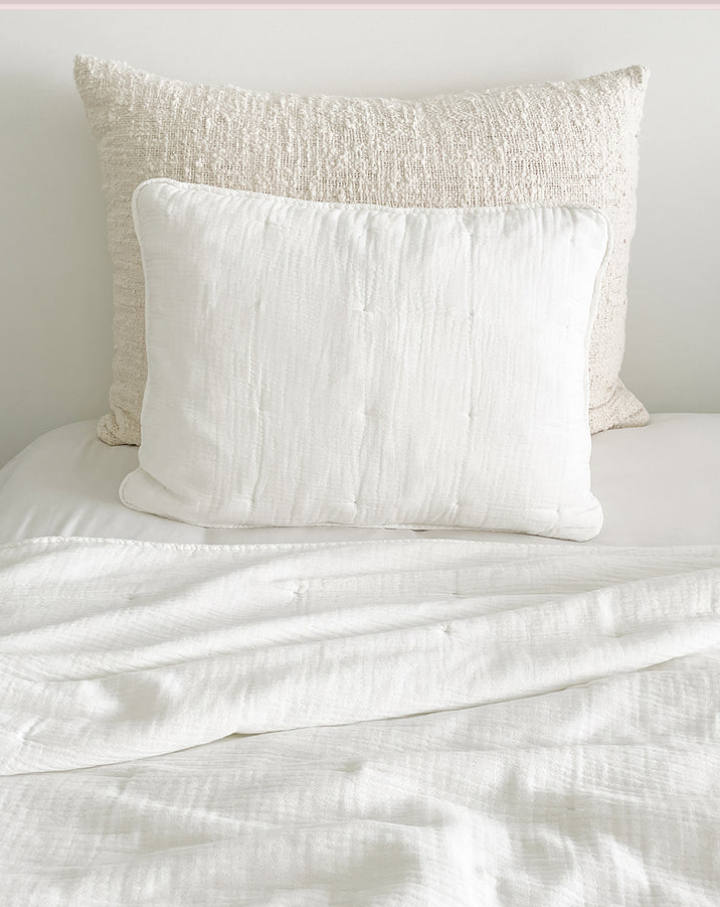 White Cotton Gauze Quilt & Pillow Set