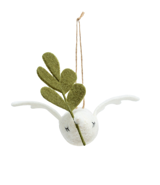 Felted Cream Dove Ornament