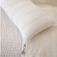 White & Beige Stripe Down Linen Pillow