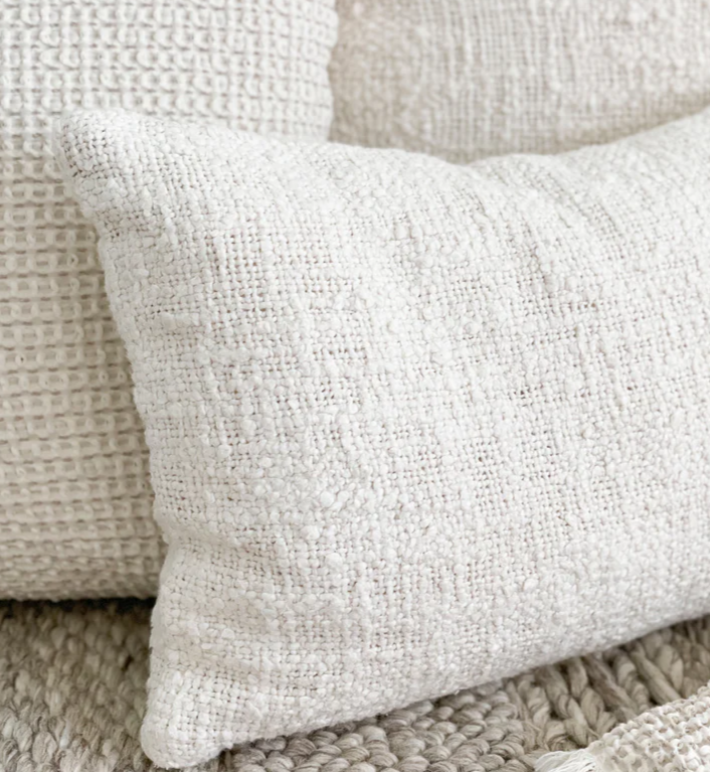 Ivory Cotton Boucle Down Pillow