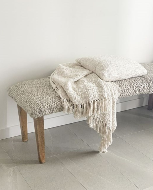 Cotton Boucle Throw with Fringe