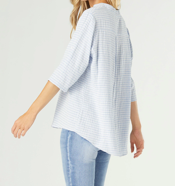 Jesse Casual Henley Top Dusty Blue