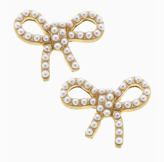 Mariah Pearl Studded Bow Stud Earrings