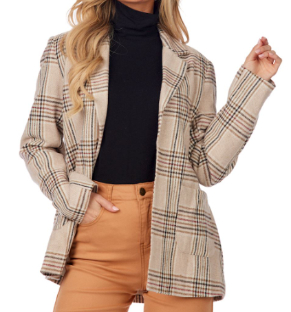 Bynes Blazer Cream Plaid