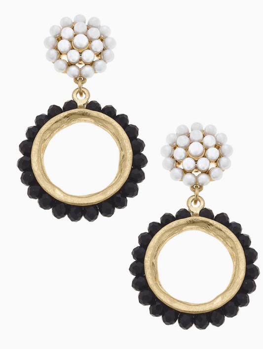 Gabbi Beaded Glass Pearl Cluster Hoop Earrings