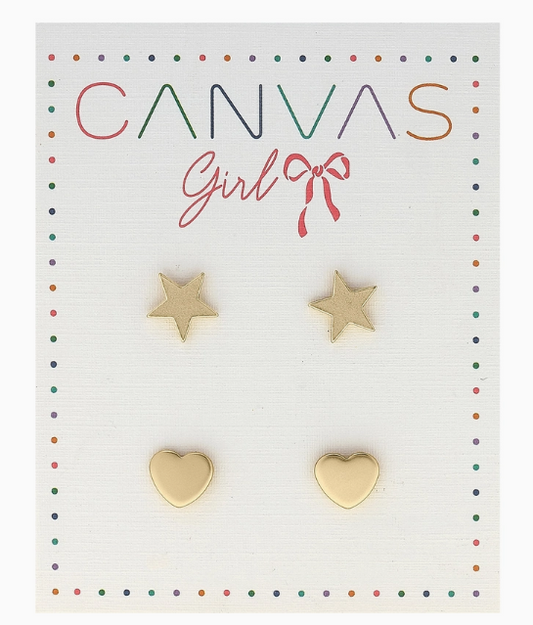 Clementine Star & Heart Children's Stud Earrings