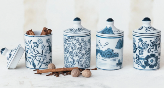 Hand-Painted Stoneware Spice Jar