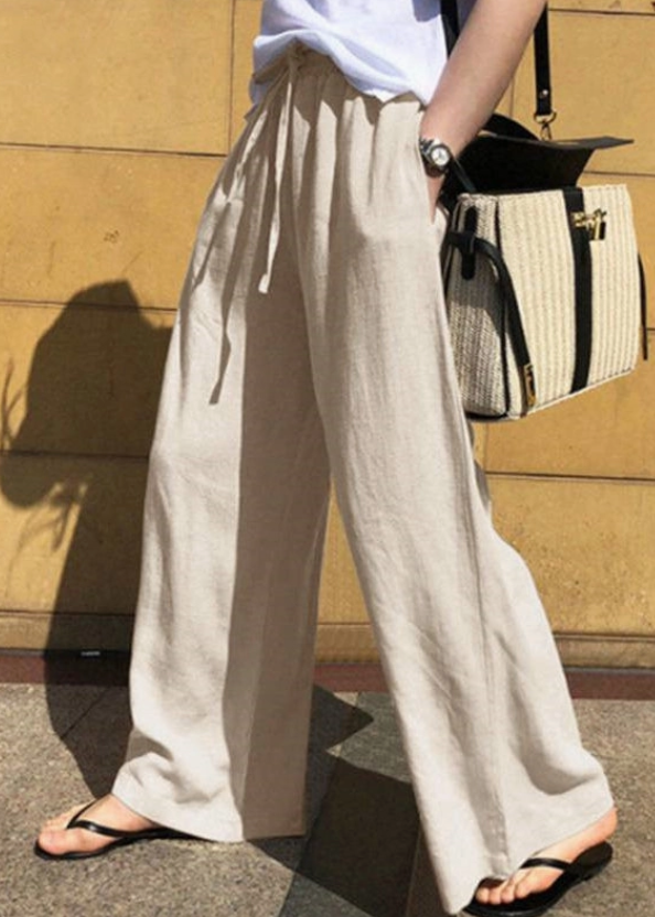 Light Brown High-waisted Drawstring Pants