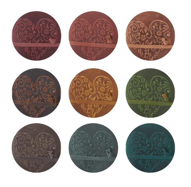 Leather Heart Embossed Handcrafted Deckle Edge Journals