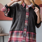 Washed Plaid Detailed Top